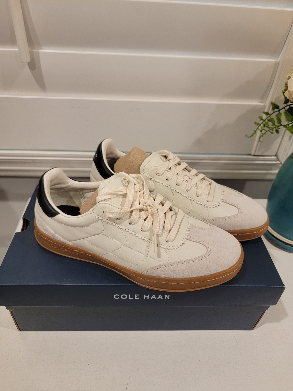 Cole Haan Women’s Cream Low-Top Sneakers with Gum Sole